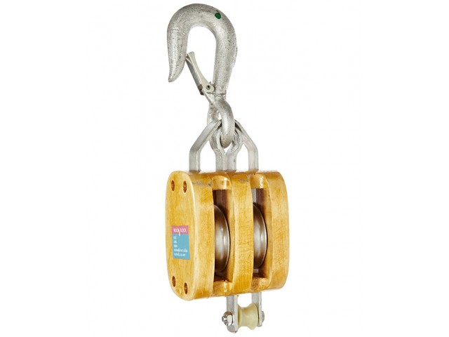 Showa Wooden Block for Nylon/Abaca Rope Double w/Hook