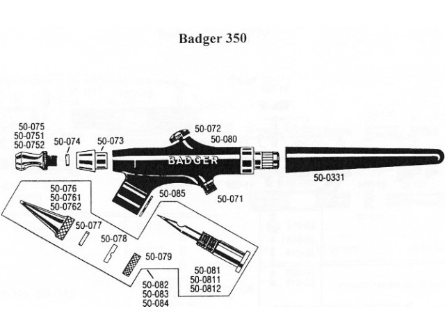 Badger Air Brush Spare Parts (for 350)